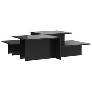 TABLE BASSE Tables basses 2 pcs noir brillant bois d'ingénieri