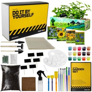 GRAINE - SEMENCE DIYBS Kit de culture complet pour enfants avec graines de fleurs, outils en bois, terreau, peintures & boîte de culture