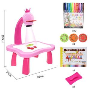 TABLE A DESSIN Dessin - Graphisme,Table de dessin avec projecteur Led pour enfants,tableau de peinture,bureau avec musique légère - Type red -B