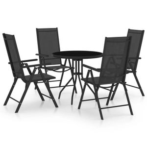 Ensemble table et chaise de jardin Ensemble à dîner de jardin - DRFEIFY - Aluminium et textilène - 4 chaises inclinables - Table 80x72cm