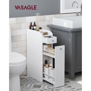 Chariot De Niche Relaxdays - Portes Coulissantes, 67x17x52 Cm - Blanc Avec Roulettes