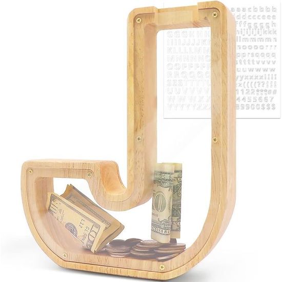 Tirelire éducative En Bois Transparent - Lettre Personnalisable Pour Apprendre L'épargne Aux Enfants