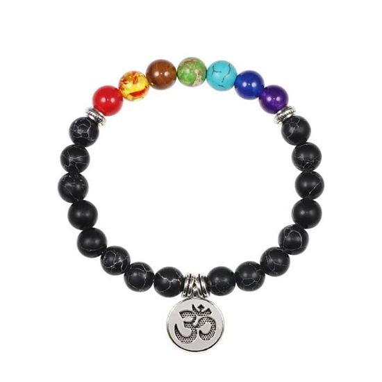 Bracelet Extensible En Pierres De Lave Et Alliage - Perles 9mm, Couleur Marron/bleu/noir, Pour Homme/femme, Méditation