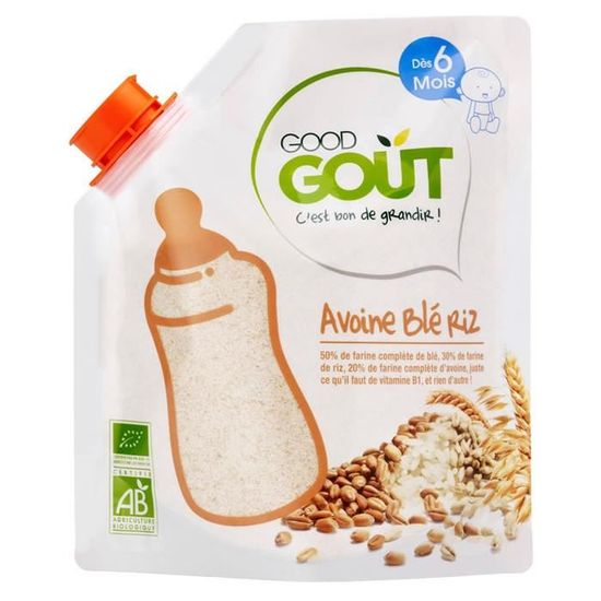 LOT DE 4 - GOOD GOUT : Céréales en poudre avoine blé riz bio dès 6 mois - 200 g