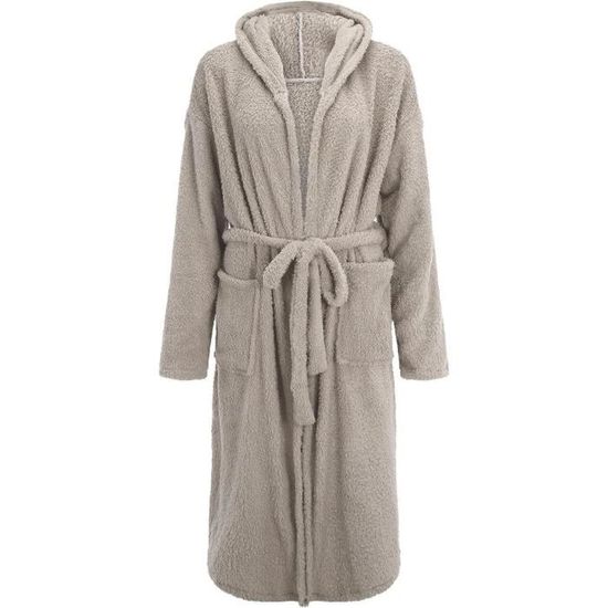 Peignoir De Bain CityComfort En Polaire - Ultra Doux Pour Femme, Taille L | Gris, Poches