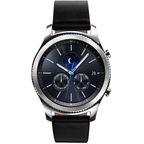 Samsung Gear S3 Classic 46 mm argent montre intelligente avec bande cuir noir 1.3 4 Go Wi Fi NFC Bluetooth 57 g Cdiscount Telephonie