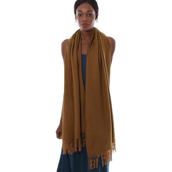 Écharpe Femme 100% Laine Cachemire - Grande écharpe Pashmina Chaude 180x70 Cm - Avec Franges Et Boîte Cadeau Pour Noël