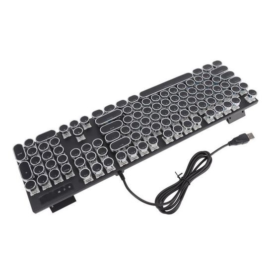 Clavier Gamer Mécanique Rétro 104 Touches - Switch Noir, Design Punk, Rétroéclairé (Noir) - Pour PC Gaming