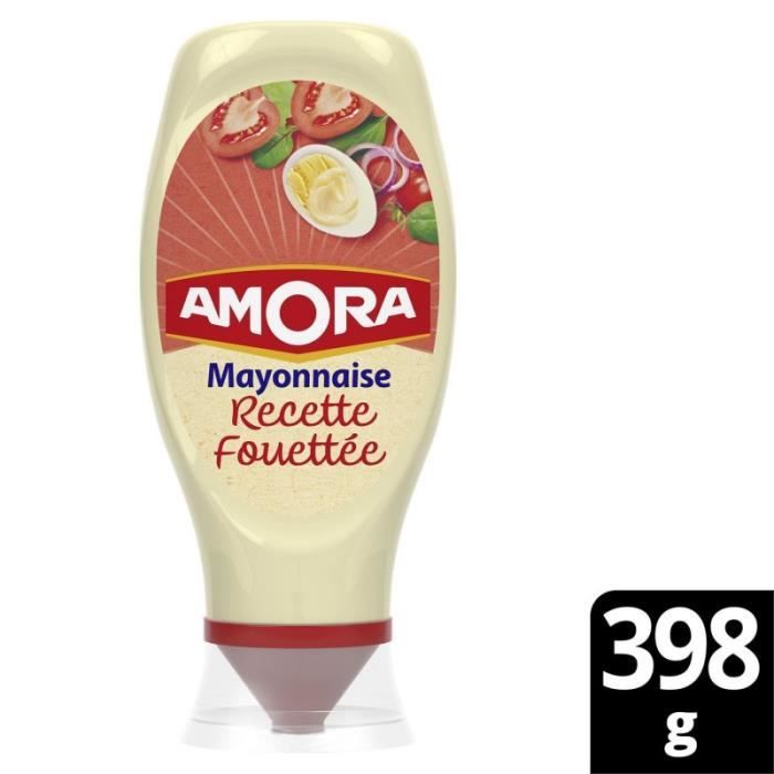 AMORA - Mayonnaise Fine Recette Fouettée Aux Blancs D'Oeufs 398G - Lot De 4