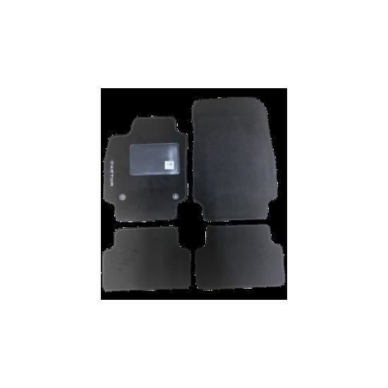 Kit 4 Tapis de sol Auto pour RENAULT CAPTUR de 2013 à 2019, avec sigle CAPTUR, avec CLIPS, Neuf.