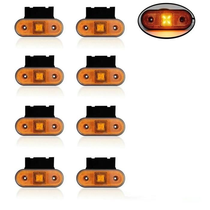 8x 4 LED 12-24V Feux De Gabarit Latéraux Orange Pour Camion Tracteur Remorque