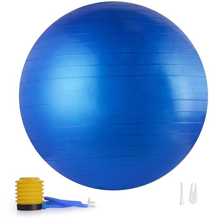 65cm Ballon de Gymnastique,Anti-éclatement,Boule d'assise,Balle de Yoga,Balles d'exercices Fitness,500kg,avec Pompe à air,bleu