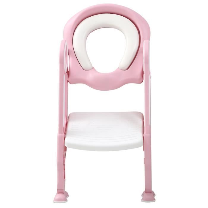 Bébé Réducteur De Toilette Rehausseur Wc Enfant Siège De Toilette Avec Coussin Poignée Rose et Blanc