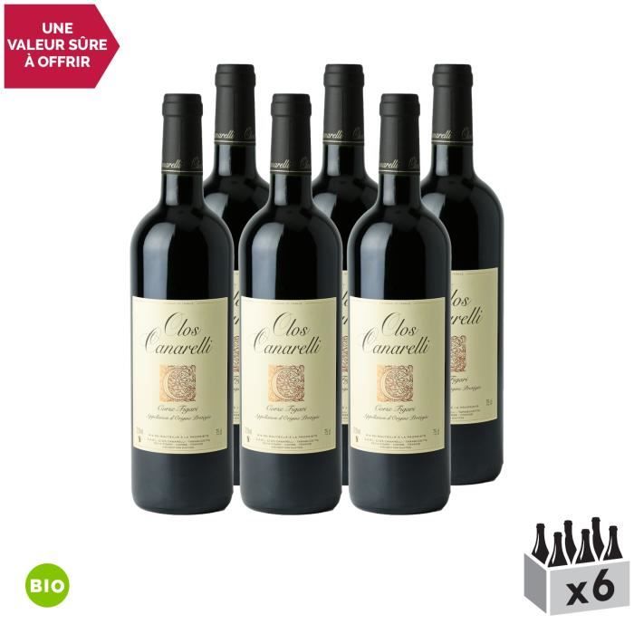 Clos Canarelli Corse Figari Rouge 2018 - Bio - Lot de 6x75cl - Vin AOC Rouge de Corse - Cépage Niellucciu