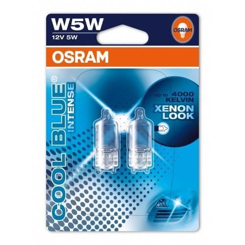 OSRAM COOL BLUE INTENSE W5W lampe halogène, éclairage de plaque, feu de position, 2825HCBI-02B, 12V véhicule de tourisme, blister
