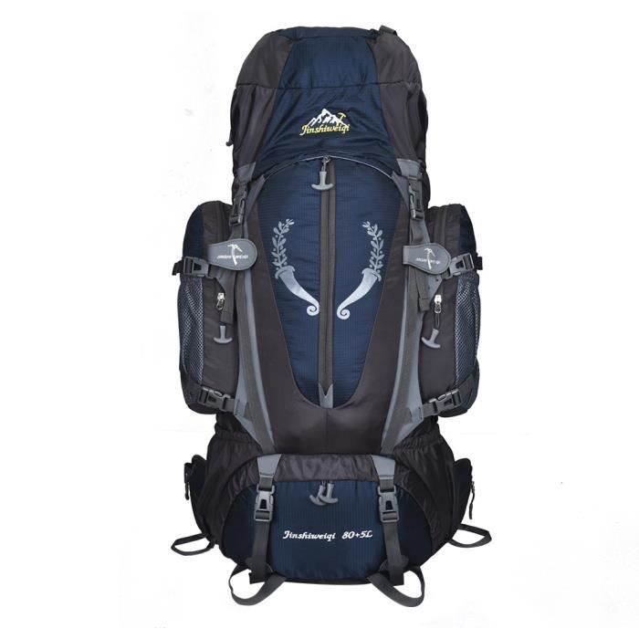 Camping 85L alpinisme Sac à dos randonnée pédestre Voyage Rucksack Sacs Nouveau Bleu foncé 173
