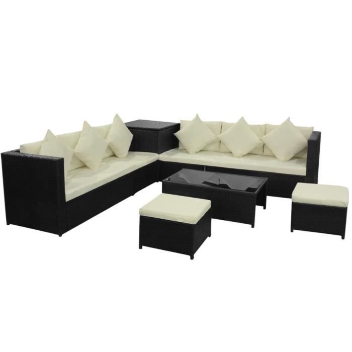 Ensembles de meubles d'exterieur Jeu de canape de jardin 26 pieces Rotin synthetique Noir
