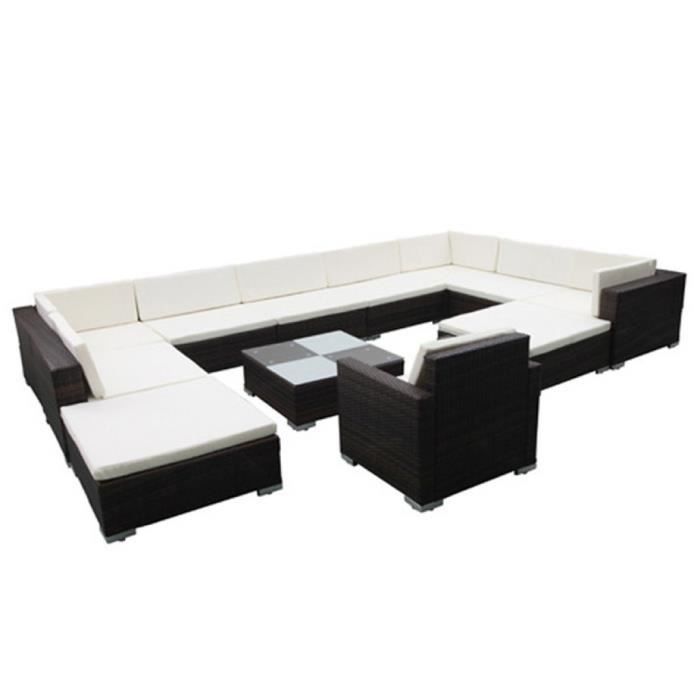 Magnifique Salon de jardin 35 pieces marron en polyrotin