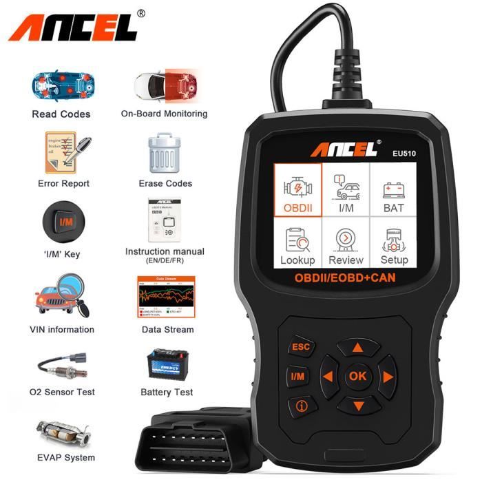 ANCEL outil de Diagnostic automobile EU510 OBD2 Scanner pour Renault Citroen Peugeot VW testeur de batterie de voiture lecteur de