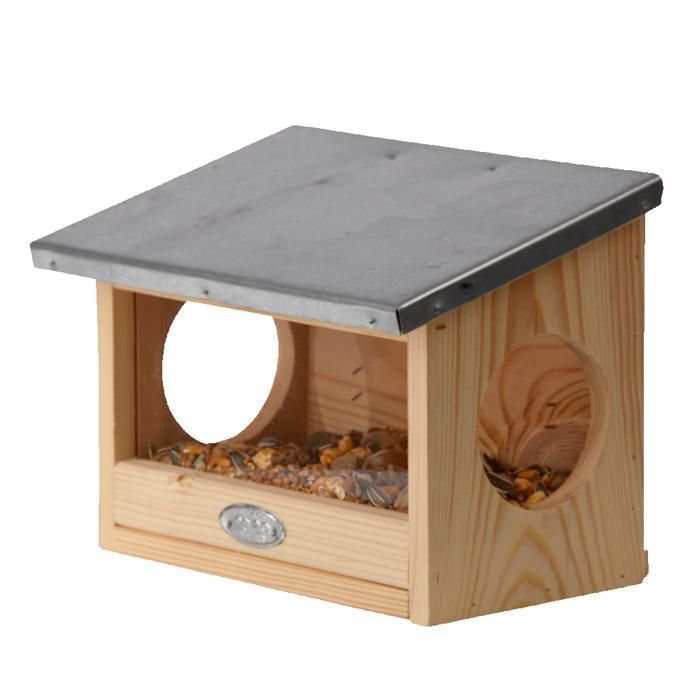 Décoration de jardin - Mangeoire écureuils - L 17,6 x l 25,3 x H 18,7 cm - Bois Marron