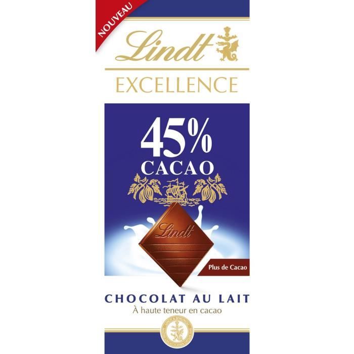 LOT DE 6 - LINDT Excellence Chocolat au lait 45% - tablette de 80g