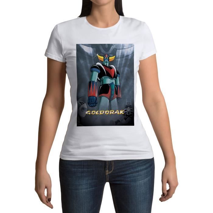 T-shirt Femme Col Rond Goldorak Couleur Hero Manga Robot Dessin anime