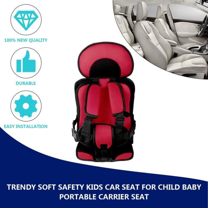 Siège Auto pour enfants de sécurité réglable en coton doux pour accessoire de siège portatif pour bébé enfant - Rouge