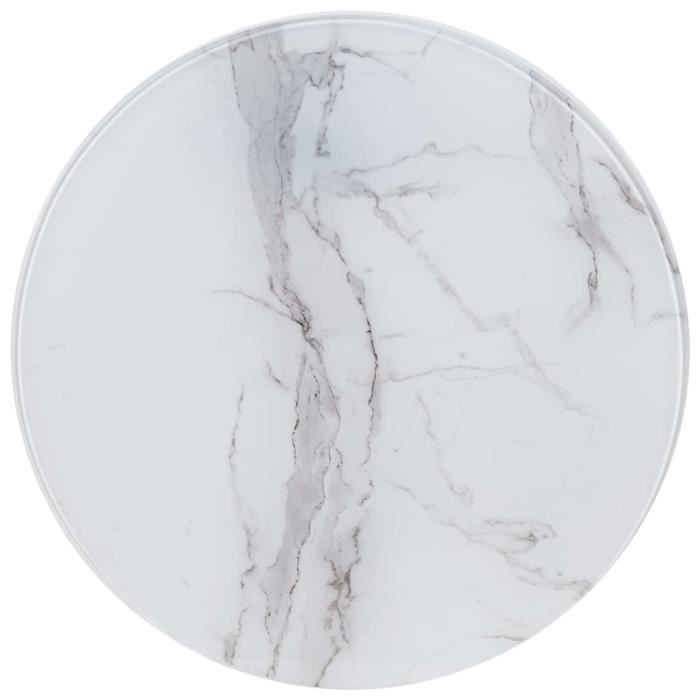 Luxueux Magnifique-Dessus de table Plateaux Blanc ?50 cm Verre avec texture de marbre
