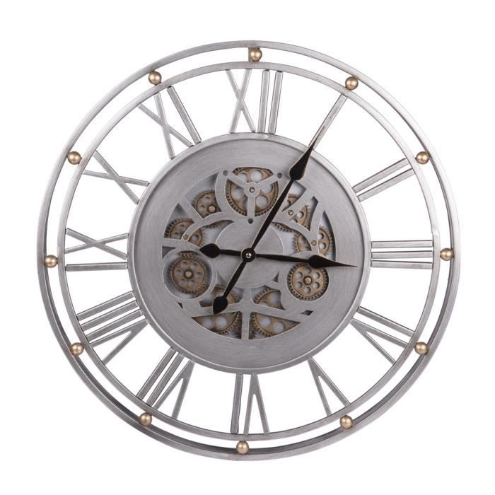 Horloge argent brossé grand modèle 60 cm - Table Passion 4,7 Argent