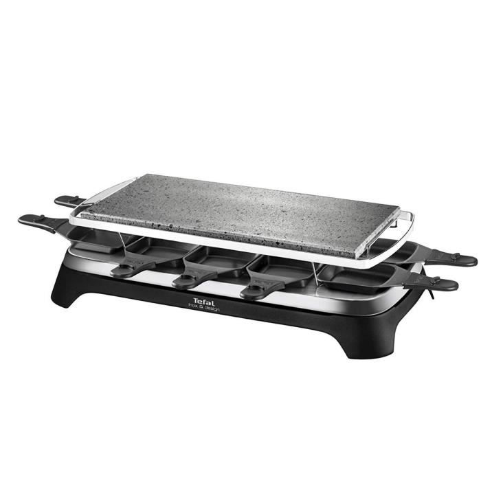 TEFAL Pierrade Raclette Inox Noir Appreil pour 10 personnes 1350w