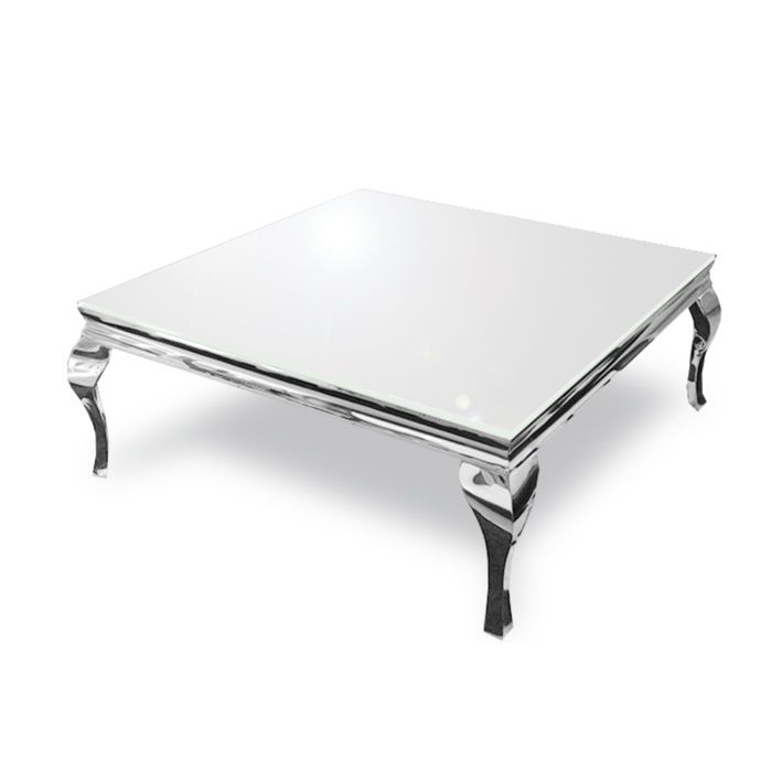 table basse baroque carree blanc  l110xl110xh45 cm
