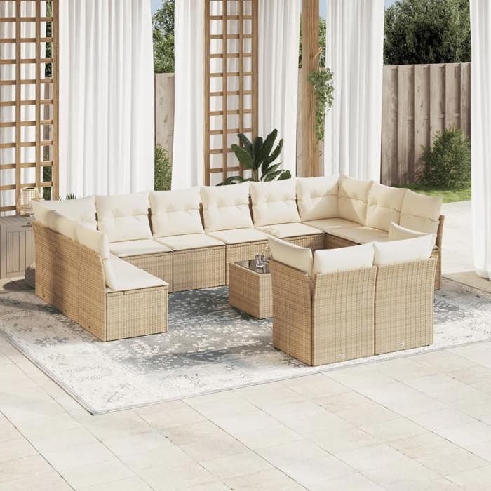 vidaXL Salon de jardin 13 pcs résine tressée - vue 10