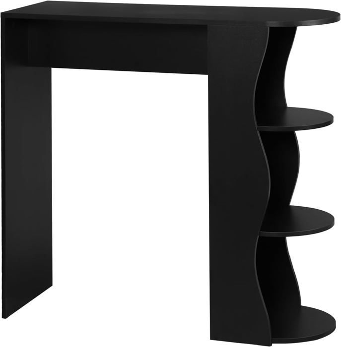 woltu table de bar avec 3 étagères de rangement, table console en bois d'ingénierie, 110x40x107cm, noir w0att0332
