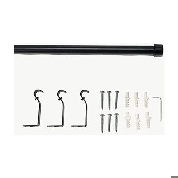 Tringle à Rideaux Extensible Métal 80-200cm | Noir - Diamètre 2.5cm | Support 14kg