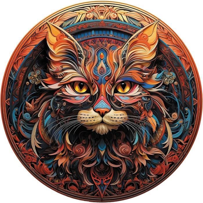 Puzzle en bois pour adultes - Environ 300 pices - Puzzle chat animal en bois avec bote - Petits cadeaux pour couleurs multip PUZZLE