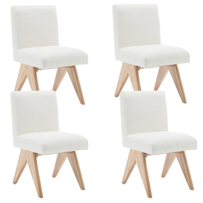lot de 4 Chaises Salle à Manger Pieds Bois, en lin vert, avec dossier