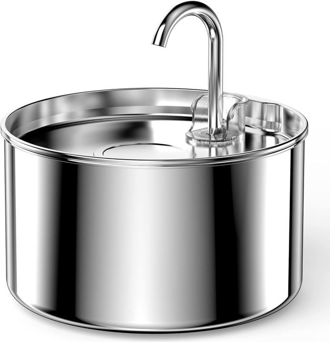 Meilleurs prix pour Fontaine à Eau pour Chat,SUS 304 en Acier Inoxydable,24H Gardent l'eau Propre,Capacité de 2,2L,Ultra-Calme,Pas de Pulvérisation