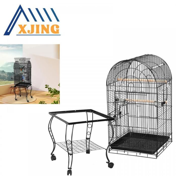 Meilleurs prix pour XJING Cage à oiseaux portative en métal 59*59*150cm idéale pour perruche canari perruche