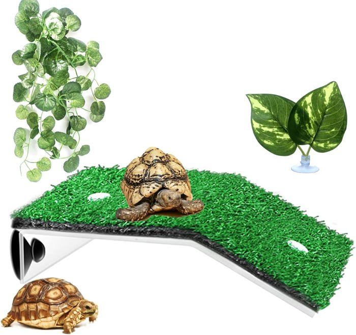 Comparer les prix de Plateforme pour tortues, rampe pour reptiles, plate-forme flottante en gazon artificiel, habitat pour animaux semi-aquatiques,