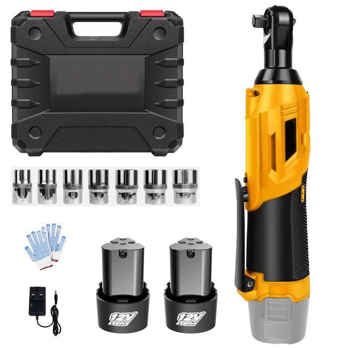 Clé à Cliquet électrique Sans Fil 3/8" - 40Nm - 20V - 2 Batteries 1.5Ah + 7 Douilles - Neuf