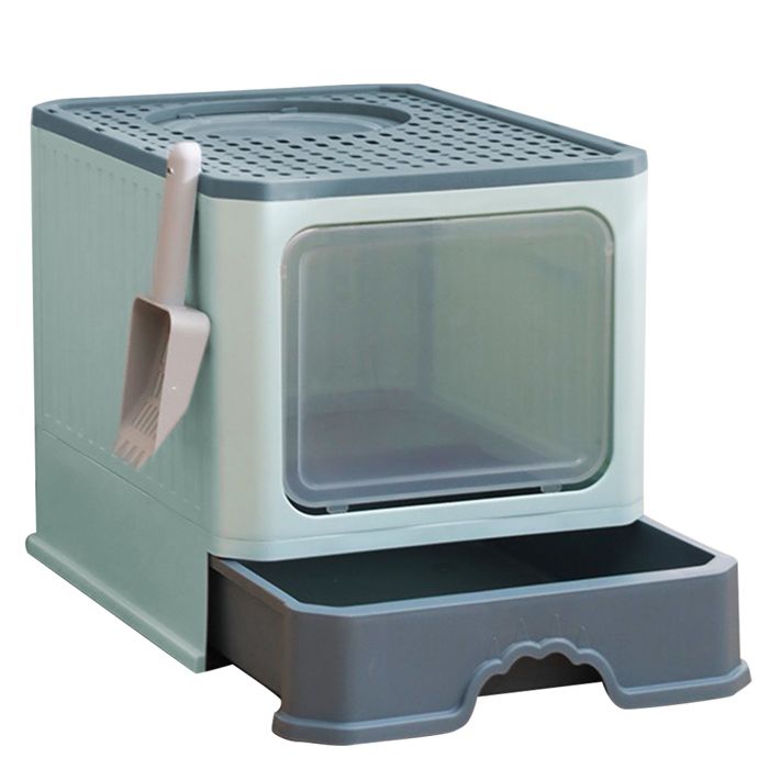 Comparer les prix de Bac à litière pliable style minimaliste en plastique PP pour chat de salon avec pelle - ERROLVES - Vert - 37*50*38 CM