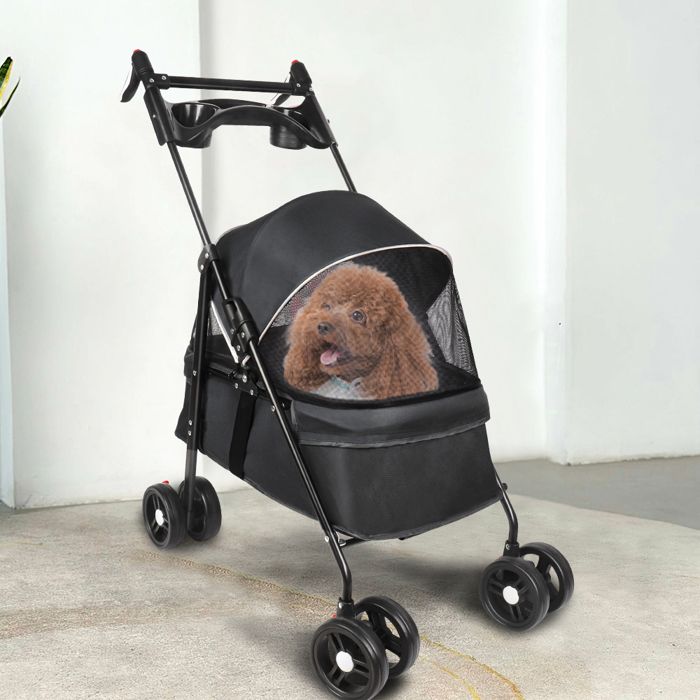Comparer les prix de SUPFINE Poussette pour Chien Animaux de Compagnie 4 Roues Pivotantes avec Freins Capacité de Charge 20 kg 50*70*95cm