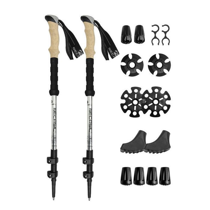 Bâtons De Randonnée Outtec - Réglables 65-135 Cm - Marche Nordique Et Trekking En Aluminium