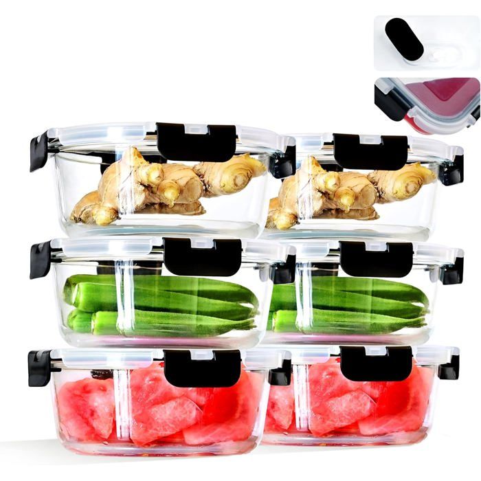 Neez Boite Rangement Plastique - (5 boîte 5 couvercle) Reutilisable Hermétiques Alimentaire de en Conservation Boîtes avec Couvercle, Transparente, Micro ondes, Congélateur Sûr, Sans BPA