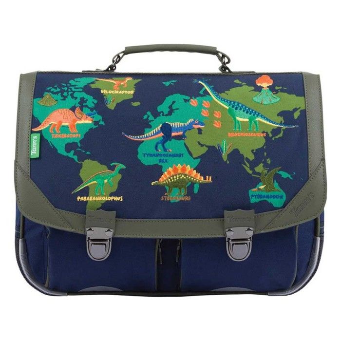 Cartable Tann's Marius 35cm Bleu Dinosaures Recyclé
