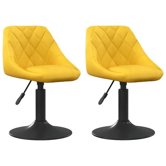 SOLO Chaises de Cuisine et Salon - pivotantes lot de 2 - pour Chambre et Restaurant - jaune moutarde velours LL701