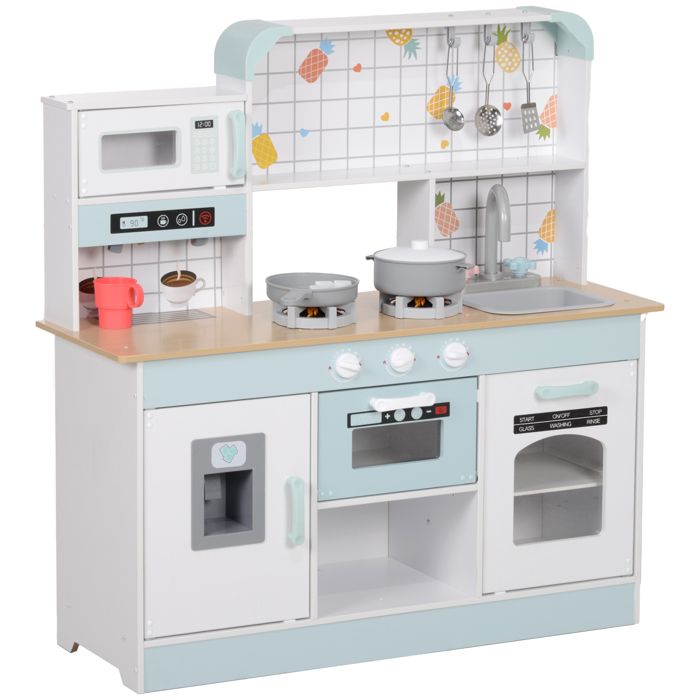 Cuisine enfant jouet dimitation - AIYAPLAY - lumières et sons réalistes - MDF - 88 6 x 31 7 x 90 4 cm - blanc