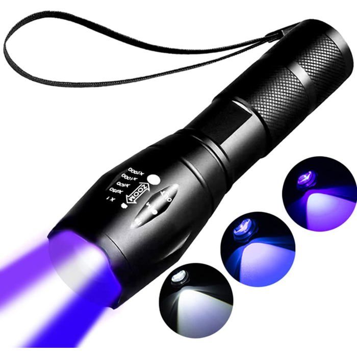 DOOL-Lampes De Poche Chasse Lumière Bleue Rechargeables Lumieres De Suivi Du Sang 3 Modes Petite Lampe Poche Tactique Led Zoomable Coyote Light Peche Vision Nocturne
