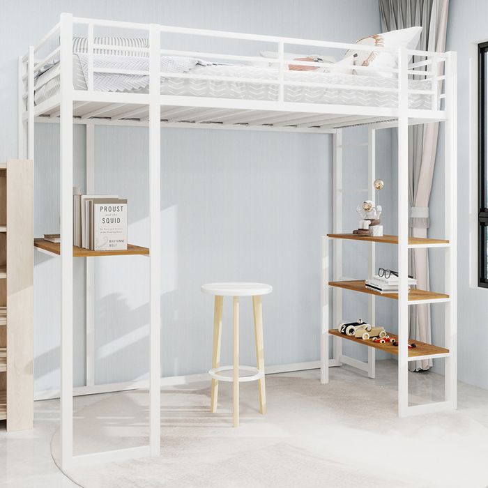 Lit cadre fer Avec bureau en L garde-corps échelle double face enfant ado placement flexible