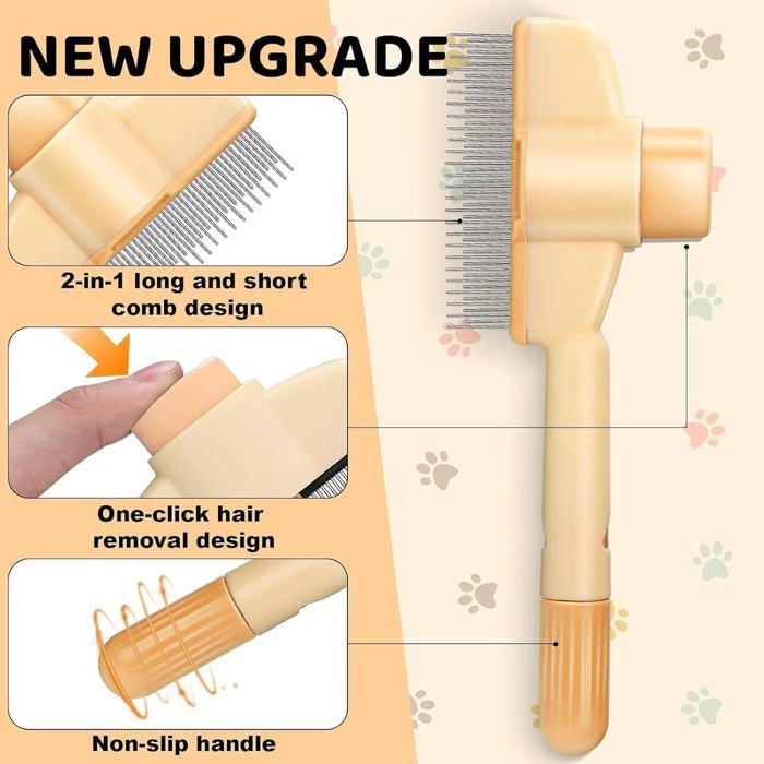 Comparer les prix de Peigne Epilation - KZQ - Autonettoyant - Pour Chiens et Chats - Couleur Jaune - Anti-stress